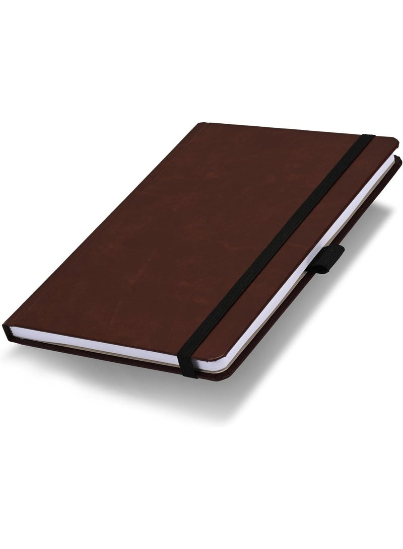 FIS Hard Cover Notebook A5(148 x 210mm), Single Ruled, Elastic Band Closure, 100 Sheets (200 Pages), Chocolate Brown - Ideal Journal for Writing, Note-Taking, Office & School - FSNBHCA5100E06N - Image 1
